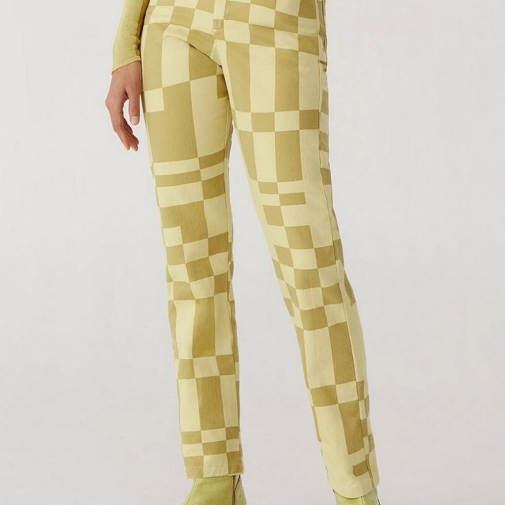 Paloma Wool yellow and green checker Jump pants